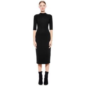 Alice + Olivia Women's Black Knit Midi Dress Size Large NWOT